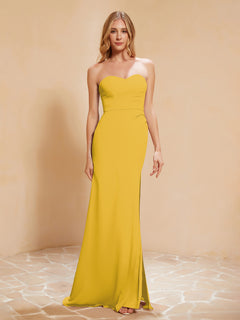 Sweetheart Sheath Chiffon Dress With Slit Marigold Plus Size