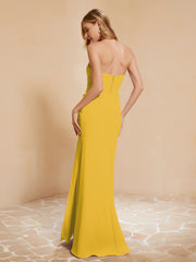 Sweetheart Sheath Chiffon Dress With Slit Marigold