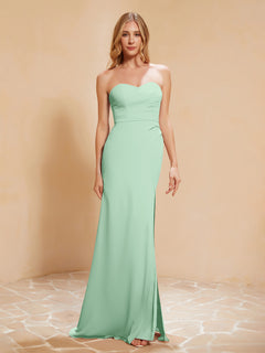 Sweetheart Sheath Chiffon Dress With Slit Mint Green Plus Size