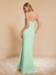 Sweetheart Sheath Chiffon Dress With Slit Mint Green
