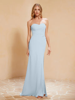 Sweetheart Sheath Chiffon Dress With Slit Mist Plus Size