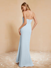 Sweetheart Sheath Chiffon Dress With Slit Mist