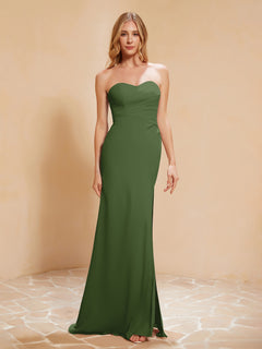 Sweetheart Sheath Chiffon Dress With Slit Moss Plus Size