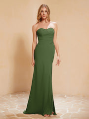 Sweetheart Sheath Chiffon Dress With Slit Moss