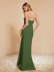 Sweetheart Sheath Chiffon Dress With Slit Moss