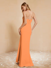 Sweetheart Sheath Chiffon Dress With Slit Orange Plus Size