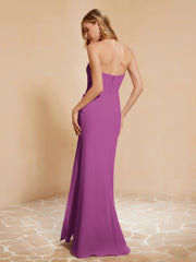 Sweetheart Sheath Chiffon Dress With Slit Orchid