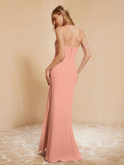 Sweetheart Sheath Chiffon Dress With Slit Papaya