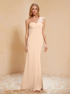 Sweetheart Sheath Chiffon Dress With Slit Peach Plus Size