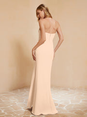 Sweetheart Sheath Chiffon Dress With Slit Peach