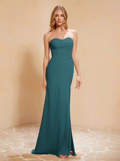 Sweetheart Sheath Chiffon Dress With Slit Peacock Plus Size