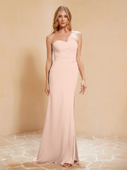 Sweetheart Sheath Chiffon Dress With Slit Pearl Pink