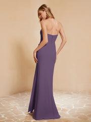 Sweetheart Sheath Chiffon Dress With Slit Plum