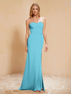 Sweetheart Sheath Chiffon Dress With Slit Pool Plus Size