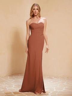 Sweetheart Sheath Chiffon Dress With Slit Rust Plus Size