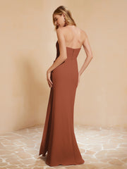 Sweetheart Sheath Chiffon Dress With Slit Rust