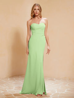 Sweetheart Sheath Chiffon Dress With Slit Sage Plus Size