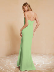 Sweetheart Sheath Chiffon Dress With Slit Sage