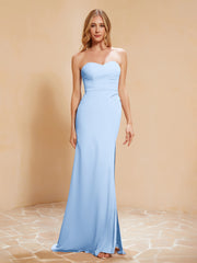 Sweetheart Sheath Chiffon Dress With Slit Sky Blue