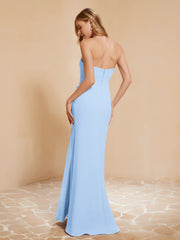 Sweetheart Sheath Chiffon Dress With Slit Sky Blue