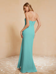 Sweetheart Sheath Chiffon Dress With Slit Spa