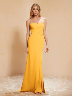 Sweetheart Sheath Chiffon Dress With Slit Tangerine Plus Size