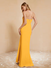 Sweetheart Sheath Chiffon Dress With Slit Tangerine