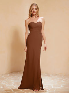 Sweetheart Sheath Chiffon Dress With Slit Terracotta Plus Size