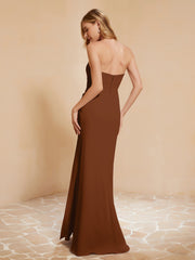 Sweetheart Sheath Chiffon Dress With Slit Terracotta