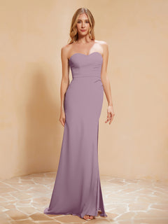 Sweetheart Sheath Chiffon Dress With Slit Vintage Mauve