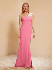 Sweetheart Sheath Chiffon Dress With Slit Watermelon Plus Size