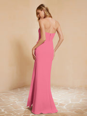 Sweetheart Sheath Chiffon Dress With Slit Watermelon Plus Size