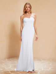 Sweetheart Sheath Chiffon Dress With Slit White