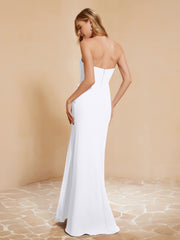 Sweetheart Sheath Chiffon Dress With Slit White