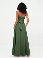 Spaghetti Straps Chiffon Dresses with Sweetheart-Olive Green Plus Size