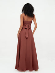 Spaghetti Straps Chiffon Dresses with Sweetheart-Terracotta