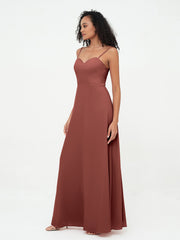 Spaghetti Straps Chiffon Dresses with Sweetheart-Terracotta Plus Size