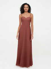 Spaghetti Straps Chiffon Dresses with Sweetheart-Terracotta Plus Size