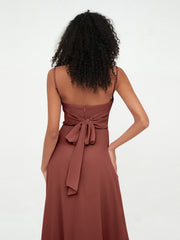 Spaghetti Straps Chiffon Dresses with Sweetheart-Terracotta Plus Size