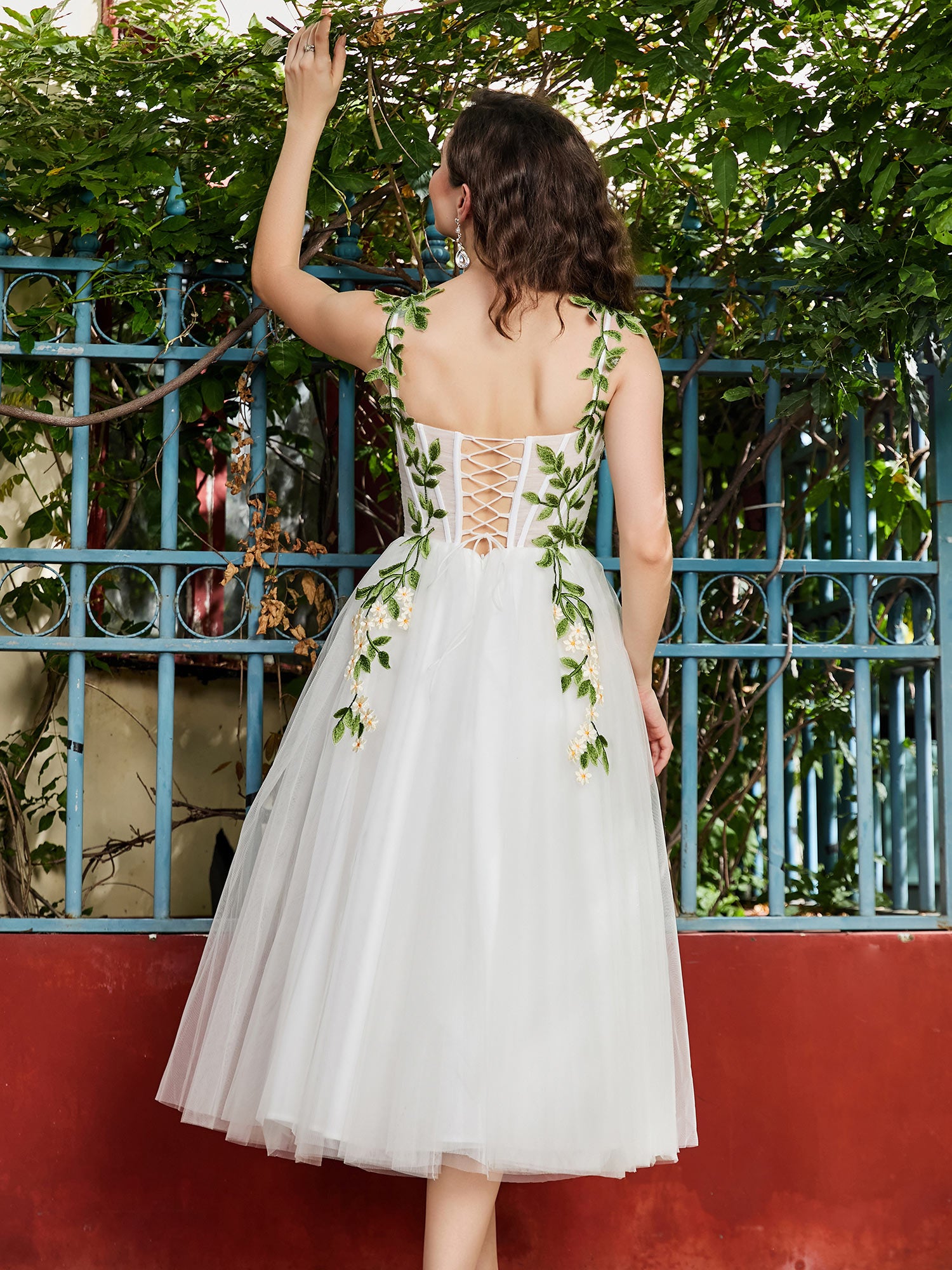 Corset Top A-Line Prom Dress with Flower Appliques Ivory – BABARONI