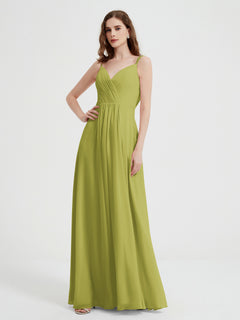 V-neck Chiffon Dresses with Beaded Straps-Clover Plus Size