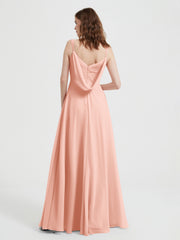 V-neck Chiffon Dresses with Beaded Straps-Coral