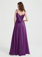 V-neck Chiffon Dresses with Beaded Straps-Grape