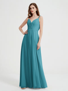 V-neck Chiffon Dresses with Beaded Straps-Jade Plus Size