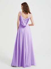 V-neck Chiffon Dresses with Beaded Straps-Lilac