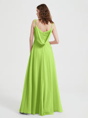 V-neck Chiffon Dresses with Beaded Straps-Lime Green