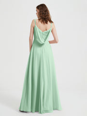 V-neck Chiffon Dresses with Beaded Straps-Mint Green