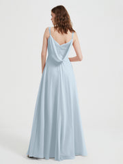 V-neck Chiffon Dresses with Beaded Straps-Mist