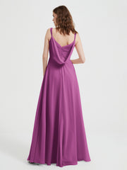V-neck Chiffon Dresses with Beaded Straps-Orchid