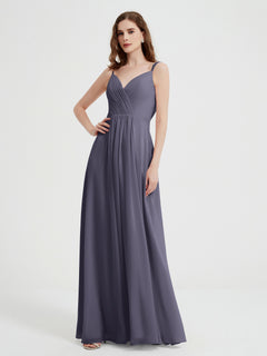 V-neck Chiffon Dresses with Beaded Straps-Stormy Plus Size